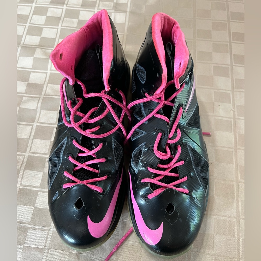 Nike Lebron X 10 Cutting Jade Mens 9.5 541100-018 Basketball Pink‎ Black Hi Top